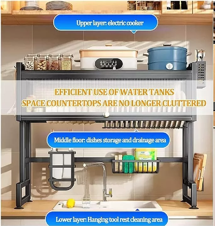 Escurridor de platos con almacenamiento